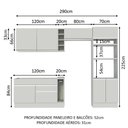 Ver imagem 5 de Armário de Cozinha Completa 290cm Branco Cristal Madesa 09