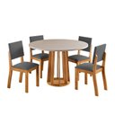 Ver imagem 2 de Conjunto Sala de Jantar 4 Lugares Redondo Tampo em MDF Schio Cinza/Mel/Blonde