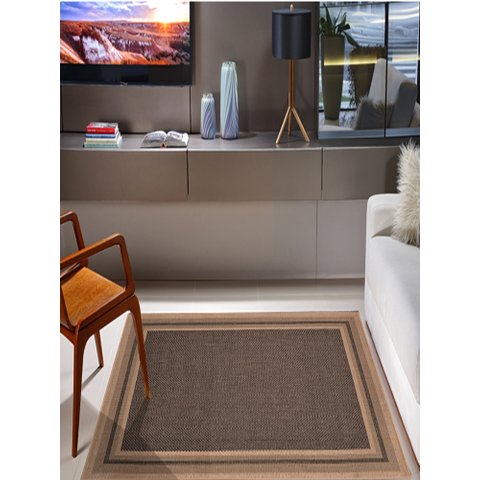 Tapete Sisal Eco Nature Moldura Bege Chumbo 2,50x3,00
