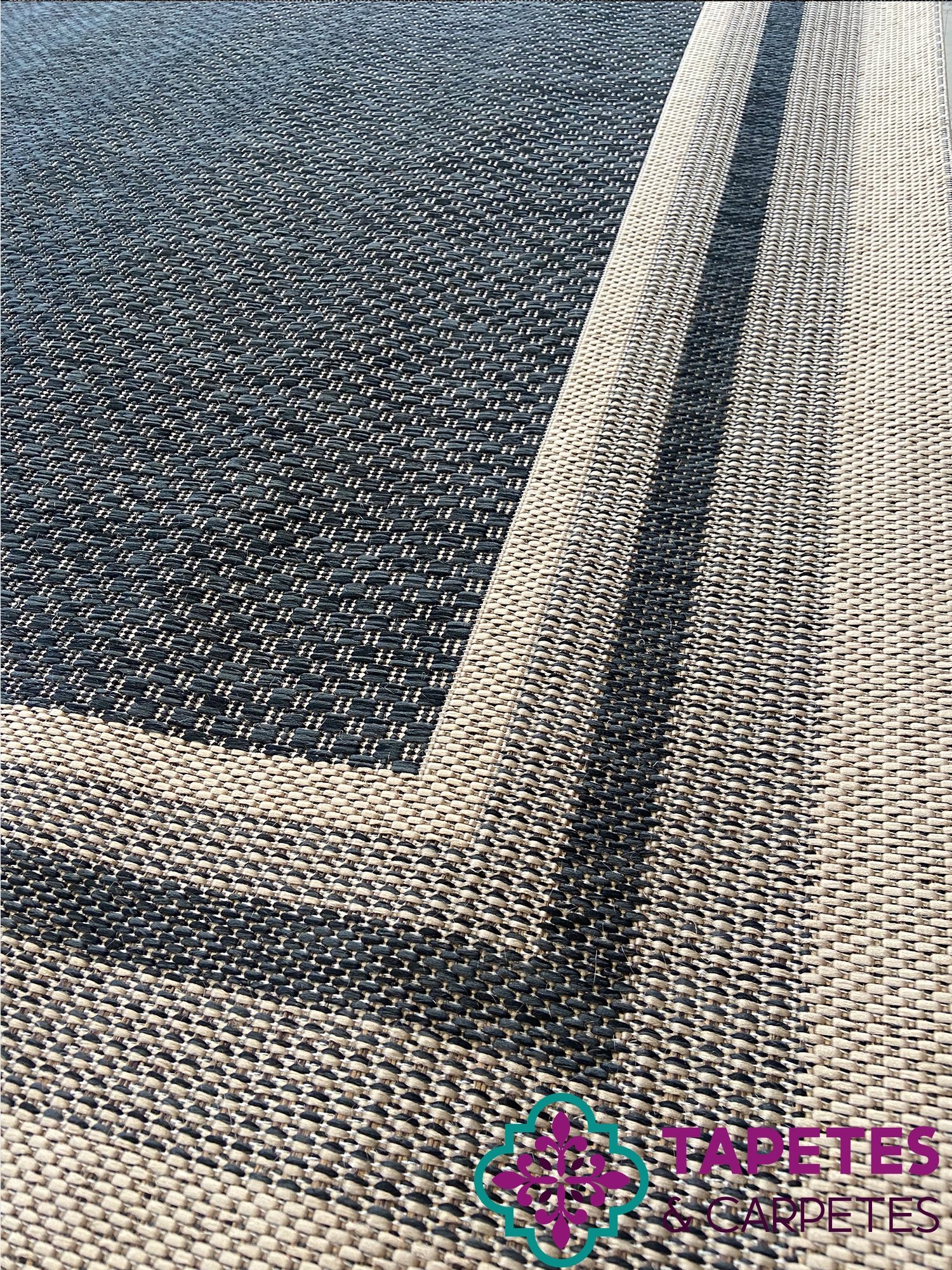 Tapete Sisal Eco Nature Moldura Bege Chumbo 2,50x3,00 - 6