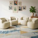 Ver imagem 1 de Kit 4 Poltrona Orgânica Chloe Boucle Bege Redonda Decorativa com Almofada Plumante - Arkell