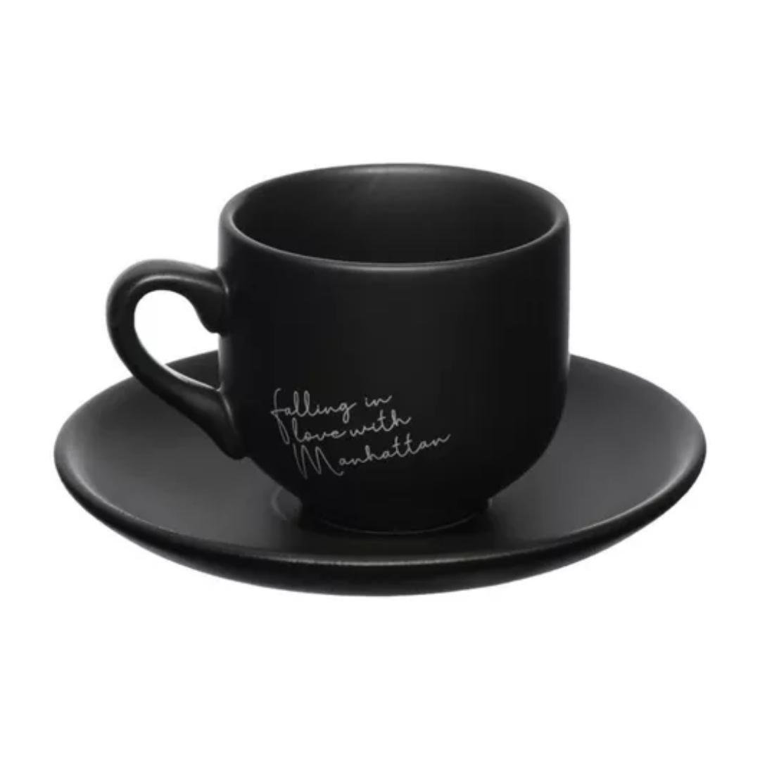 Jogo Xícaras Café Manhattan Preto 90 Ml Porcelana 12 Peças - 3