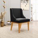Ver imagem 2 de Kit 6 Cadeiras Decorativas Sala de Jantar Base Fixa de Madeira Firenze Suede Preto/Castanho G19 - Gr