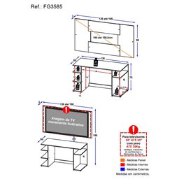 Mesa Gamer com Painel TV 65" Multimóveis Guilda FG3585 Preta - 4
