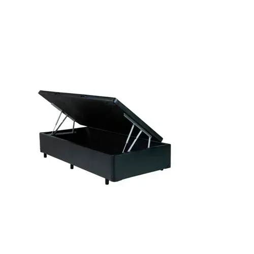 Ver imagem 2 de Cama Box Baú Solteiro Preto Sintético com Pistao a Gás Abertura Lateral