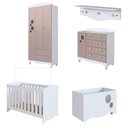 Ver imagem 3 de Quarto Infantil 5 Peças com Berço Guarda Roupa e Cômoda Cor:branco com Cinnamon