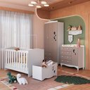 Ver imagem 1 de Quarto Infantil 5 Peças com Berço Guarda Roupa e Cômoda Cor:branco com Cinnamon