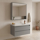 Ver imagem 1 de Conjunto Gabinete para Banheiro Suspenso com Cuba e Espelheira com Nicho em MDF 82cm Prime Yescasa Cimento Cinza
