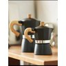 cafeteira italiana moka 300 ML 6 xicaras na cor preta com cabo de madeira - 2