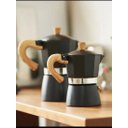 Ver imagem 2 de Cafeteira Italiana Moka 300 Ml 6 Xicaras na Cor Preta com Cabo de Madeira