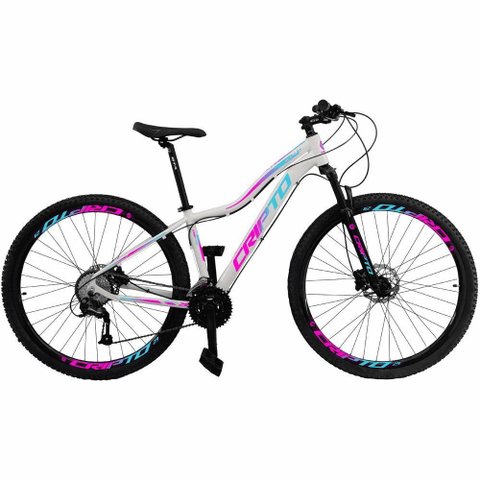 Bicicleta Aro 29 Cripto 24 Marchas Freio Disco C-suspensão - 17" Branco-azul e Rosa