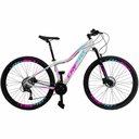 Ver imagem 1 de Bicicleta Aro 29 Cripto 24 Marchas Freio Disco C-suspensão - 17" Branco-azul e Rosa