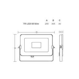 Refletor Tr Led Slim 50w 6500k Preto Taschibra. - 2