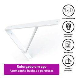 12 Suporte Mão Francesa p/ Prateleira 40cm Parafuso + Bucha - 2