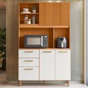 Ver imagem 3 de Kit Cozinha 5 Portas 2 Gavetas 115x188 cm Sicilia Medio Freijo Off Ripado Frisado Poliman