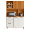 Ver imagem 1 de Kit Cozinha 5 Portas 2 Gavetas 115x188 cm Sicilia Medio Freijo Off Ripado Frisado Poliman