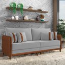 Ver imagem 2 de Sofá 2 Lugares Living 172cm Pé Madeira Valença Marrom/veludo Cinza K01 - D'Rossi