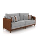 Ver imagem 1 de Sofá 2 Lugares Living 172cm Pé Madeira Valença Marrom/veludo Cinza K01 - D'Rossi