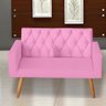 Kit Sofá 2 Lugares e Poltrona para Sala Bianca Capitonê e Puff Quadrado Suede Rose - 2