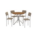 Ver imagem 1 de Conjunto Sala de Jantar 4 Cadeiras Mesa Tampo de Madeira Kappesberg Crome Cromado/linho Fendi/canela