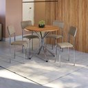 Ver imagem 2 de Conjunto Sala de Jantar 4 Cadeiras Mesa Tampo de Madeira Kappesberg Crome Cromado/linho Fendi/canela