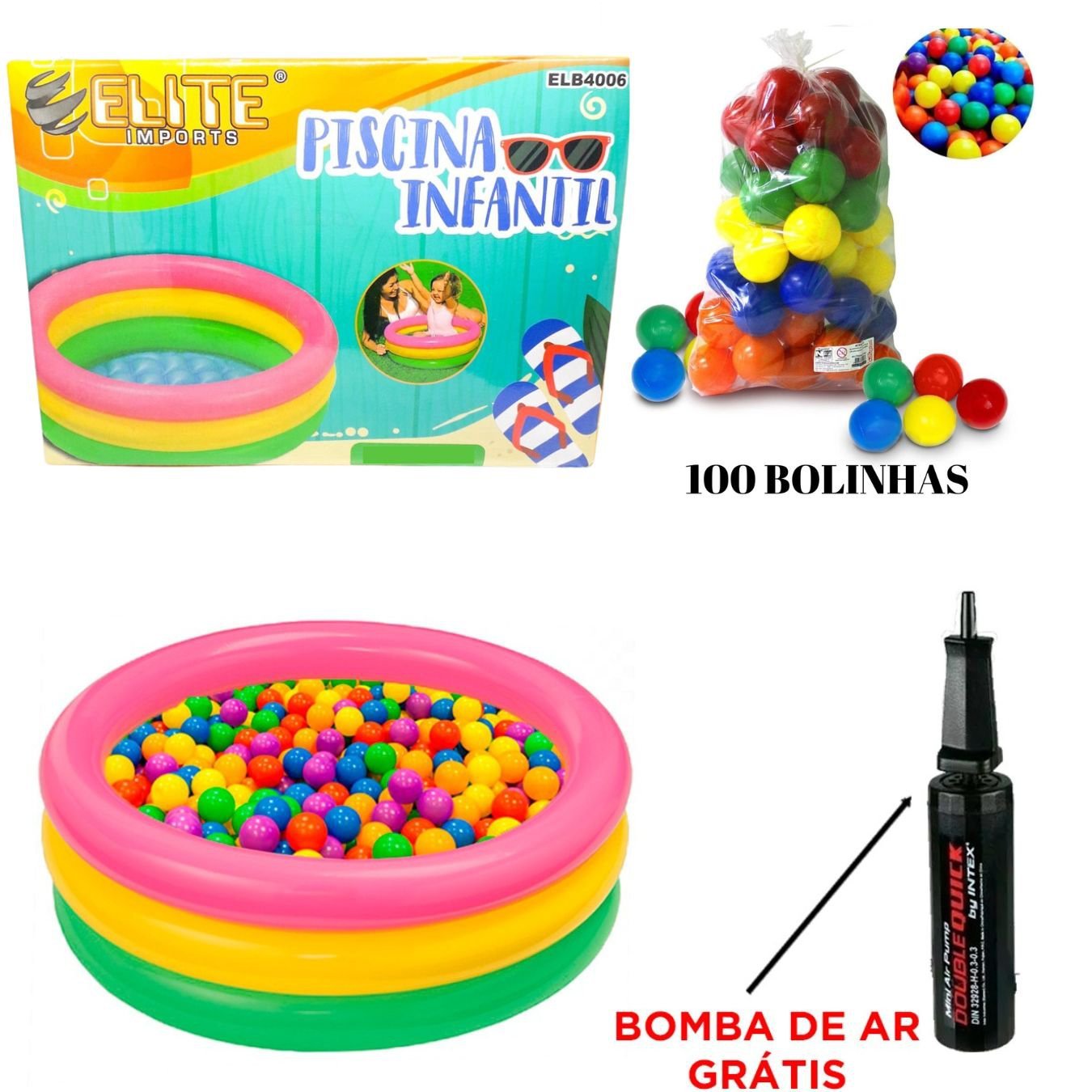 Piscina168 L + 100 Bolinhas + Bomba - 2
