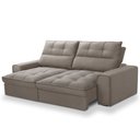 Ver imagem 5 de Sofá Retrátil Reclinável para Sala 3 Lugares 250cm Albane F04 Veludo Marrom Claro - Lyam Decor