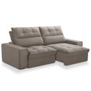 Ver imagem 1 de Sofá Retrátil Reclinável para Sala 3 Lugares 250cm Albane F04 Veludo Marrom Claro - Lyam Decor