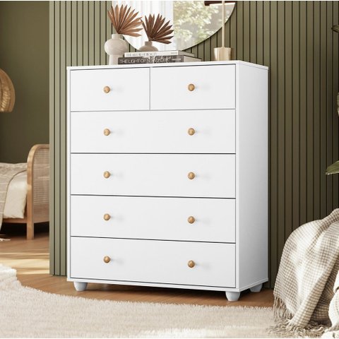 Cômoda para Quarto 6 Gavetas 90cm Varsóvia A04 Branco - Lyam Decor