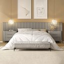 Ver imagem 1 de Conjunto Cabeceira King 360cm C/ 2 Mesas de Cabeceira em Mdf Cor:grigio com Dourado