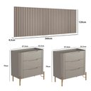 Ver imagem 3 de Conjunto Cabeceira King 360cm C/ 2 Mesas de Cabeceira em Mdf Cor:grigio com Dourado