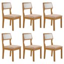 Ver imagem 1 de Conjunto de 6 Cadeiras Agata Retrô com Estofado em Linho Bege Claro/cinamomo
