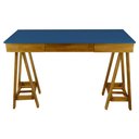 Ver imagem 1 de Escrivaninha Cavalete com Gaveta Madeira MDF e Pinus 78x120x51cm - Azul
