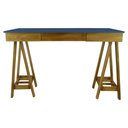 Ver imagem 2 de Escrivaninha Cavalete com Gaveta Madeira MDF e Pinus 78x120x51cm - Azul