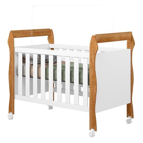 Berço Americano Mini Cama Soninho Branco Amadeirado - Tigus Baby