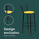 Ver imagem 4 de Kit 3 Banquetas para Balcão Bancada Cozinha Bistrô Ilhas Gourmet Bares Banco Flórida Preta