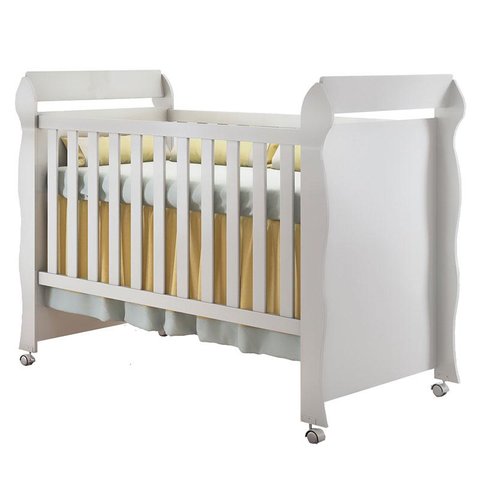 Quarto de Bebê 4 Portas Ternura Baby com Berço Mirelle Branco Brilho com Colchão para Berço American
