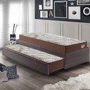 Ver imagem 3 de Bicama Box Solteirão 103x208 Courino Linho Marrom com 2 Colchões Relax Adorabile Molas Ensacadas
