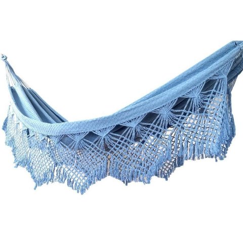 Rede de Descanso Dormir Azul Bebê/claro Casal Reforçada 100% Algodão