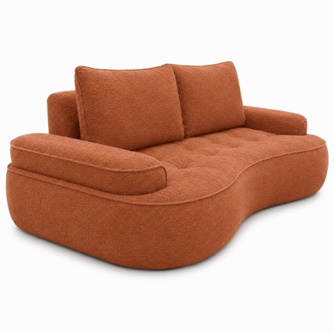 Sofá Yafa 190cm 2 Lugares Moderno Sala Consultório:Terra Cota/Bouclé
