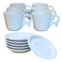 Ver imagem 1 de Kit Jogo 6 Xicaras Café/chá 200ml Cabo Prático C/ Pires - Porcelana Branca
