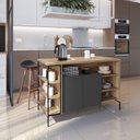Ver imagem 1 de Mesa Bancada Gourmet Estilo Industrial 131cm com Armario 2 Portas Yescasa