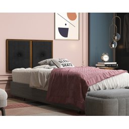 Painel Cabeceira Box Solteiro 0,90 Madeira Suede Preto - Comprar Moveis em Casa - 1