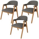 Ver imagem 1 de Kit 3 Cadeiras de Jantar e Estar Living Estofada Nadja L02 Linho Mescla Chumbo - Lyam Decor