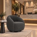 Ver imagem 1 de Poltrona Giratória 360° Orgânica Bouclé Sala Recepção Nuvem:Bouclê/Cinza Escuro