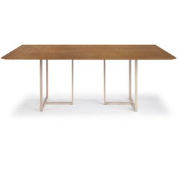 Mesa Jantar Macapá Aço Carbono Dourado Tampo Madeira Âmbar - 1