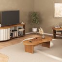 Ver imagem 1 de Conjunto 3 Peças Sala Estar Apoio Mesa de Centro e Rack Magnum Marrom Cinamomo/Off White