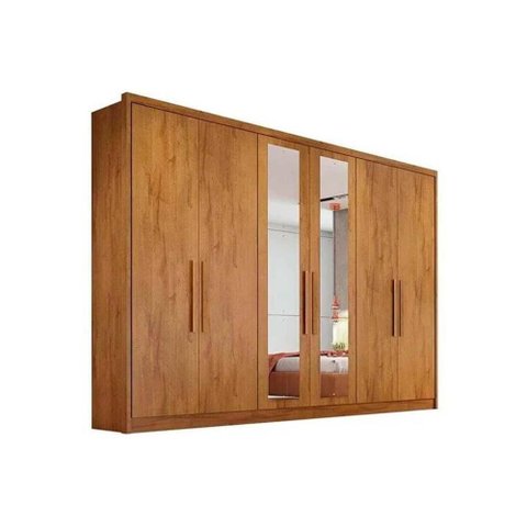 Guarda Roupa 6 Portas (2 C/ Espelho) e 8 Gavetas Rizon/linea Cumaru - Novo Horizonte