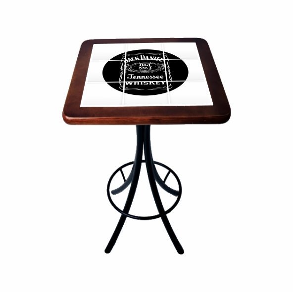 Conjunto Mesa Quadrada Bistrô Azulejo Jack Daniels - Imbuia - 2