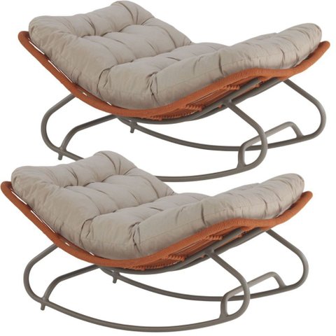 2 Cadeiras Balanço Viena em Alumínio e Corda Náutica Conforto para Jardim Área Sala Trama Original